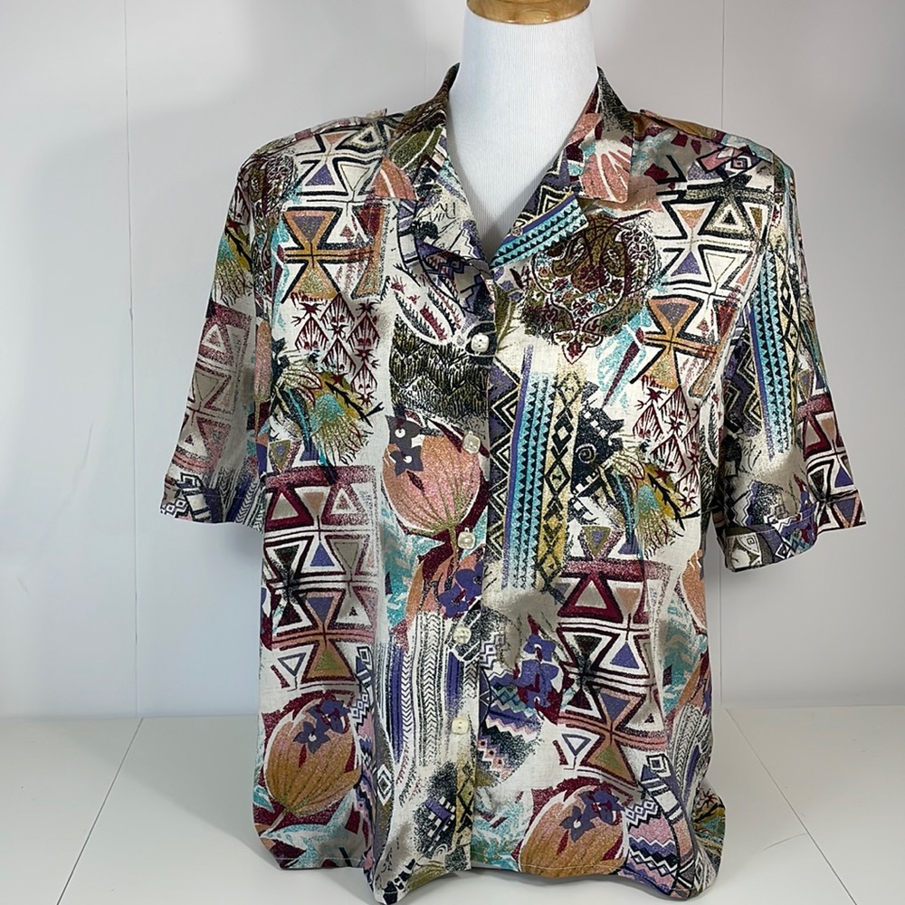 VINTAGE women’s vintage Short sleeve, ethnic pattern